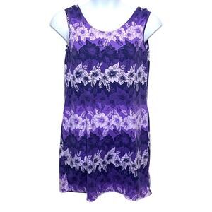 Nikos Sportsline Purple Floral Dress Women XL Hawaiian Tropical Vacation Stretch